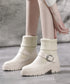 ニットブーツ レディース ソックスブーツ 厚底ショートブーツ 2way美脚ワークブーツ バックルベルト 秋冬ブーティー カジュアルシューズ 歩きやすい靴おしゃれ 1JL-004