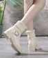 ニットブーツ レディース ソックスブーツ 厚底ショートブーツ 2way美脚ワークブーツ バックルベルト 秋冬ブーティー カジュアルシューズ 歩きやすい靴おしゃれ 1JL-004