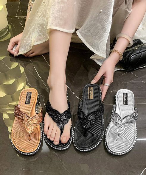 キラキラトングサンダル ビーチサンダル夏 葉っぱモチーフサンダル レディース 歩きやすいスリッパ きれいめ フラットサンダル 痛くない コンフォートサンダル韓国風 1JL-005
