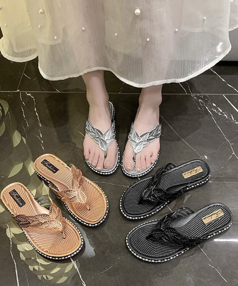 キラキラトングサンダル ビーチサンダル夏 葉っぱモチーフサンダル レディース 歩きやすいスリッパ きれいめ フラットサンダル 痛くない コンフォートサンダル韓国風 1JL-005