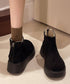 スエードタッチ厚底ショートブーツ 裏起毛 レディース カジュアルムートンブーツ あったか防寒シューズ ラウンドトゥ冬靴 後ろジップブーツ 歩きやすい秋冬美脚脚長 1JL-007