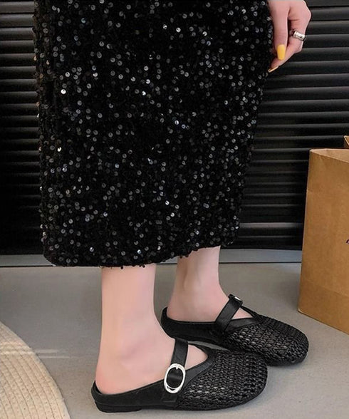 メッシュパンプスラウンドトゥシューズ春夏 きれいめサボシューズ レディース 走れるパンプス フラットミュール 歩きやすい つっかけサンダル 履きやすい 脱げない靴 1JL-008