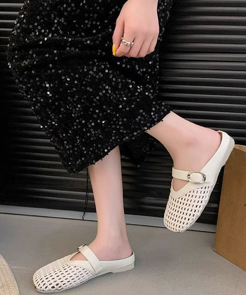 メッシュパンプスラウンドトゥシューズ春夏 きれいめサボシューズ レディース 走れるパンプス フラットミュール 歩きやすい つっかけサンダル 履きやすい 脱げない靴 1JL-008