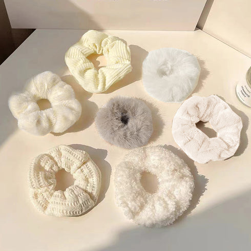 シュシュ 7本セット秋冬ヘアアクセサリー レディース ヘアゴム おしゃれまとめ髪 簡単ヘアアレンジ 大人可愛い 韓国 ふわふわファーシュシュ 髪留め プチプラ人気 1JSHAN-001