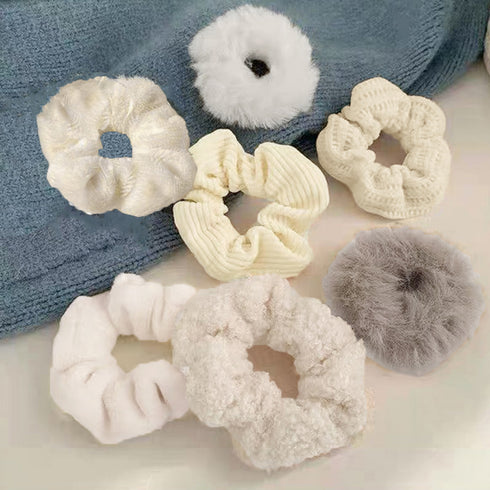 シュシュ 7本セット秋冬ヘアアクセサリー レディース ヘアゴム おしゃれまとめ髪 簡単ヘアアレンジ 大人可愛い 韓国 ふわふわファーシュシュ 髪留め プチプラ人気 1JSHAN-001