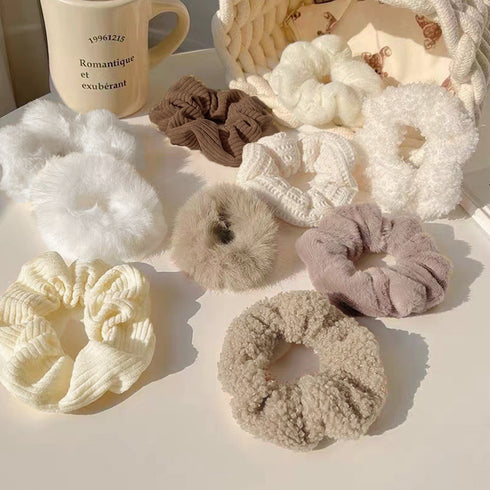 シュシュ 7本セット秋冬ヘアアクセサリー レディース ヘアゴム おしゃれまとめ髪 簡単ヘアアレンジ 大人可愛い 韓国 ふわふわファーシュシュ 髪留め プチプラ人気 1JSHAN-001