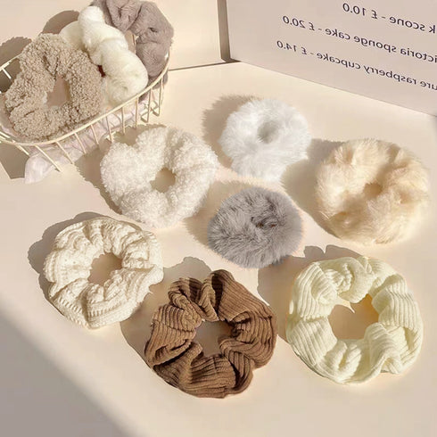 シュシュ 7本セット秋冬ヘアアクセサリー レディース ヘアゴム おしゃれまとめ髪 簡単ヘアアレンジ 大人可愛い 韓国 ふわふわファーシュシュ 髪留め プチプラ人気 1JSHAN-001