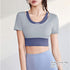 クロップド丈 ヨガトップス バイカラー カップ付き スポーツウェア レイヤード ジムウェア テニス マラソン ランニングウェア バレエダンス フィットネスウェア 1JYT-003