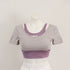 クロップド丈 ヨガトップス バイカラー カップ付き スポーツウェア レイヤード ジムウェア テニス マラソン ランニングウェア バレエダンス フィットネスウェア 1JYT-003