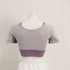 クロップド丈 ヨガトップス バイカラー カップ付き スポーツウェア レイヤード ジムウェア テニス マラソン ランニングウェア バレエダンス フィットネスウェア 1JYT-003