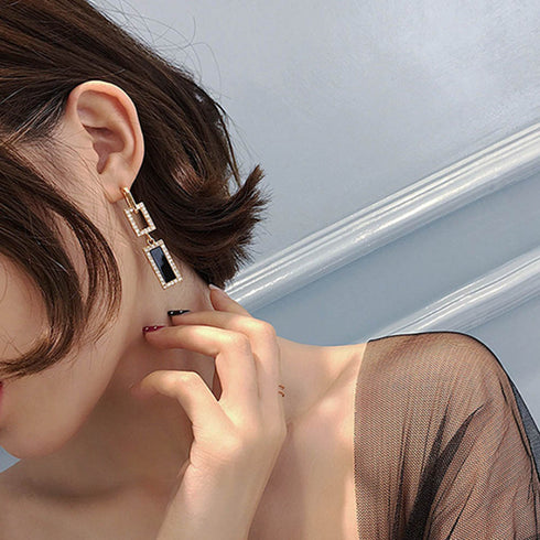 ピアス スクエア レディース シンプル ピアス スクエア レディース シンプル ラインストーン アクセサリー 大人可愛い 1LIANCH-010