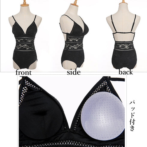 モノキニ 水着 体型カバー ワンピース モノキニ 水着 体型カバー ワンピース 花柄レース 透かし 水着 レディース ビキニ セクシー 水着ワンピース 大人 1LILI-004