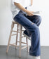デニムワイドパンツ サイドダメージ韓国風 レディース ハイウエスト ストレートパンツ 着やせロングパンツ ゆったり ウォッシュジーンズ カットアウト デニムパンツ 1LONGY-001