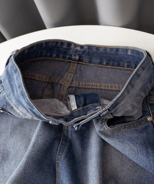 デニムワイドパンツ サイドダメージ韓国風 レディース ハイウエスト ストレートパンツ 着やせロングパンツ ゆったり ウォッシュジーンズ カットアウト デニムパンツ 1LONGY-001