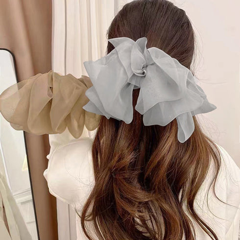 ビックリボン バレッタ ヘアアクセ韓国風 おしゃれ ヘアアクセサリー レディース フェミニン まとめ髪 大人かわいいヘアアレンジ 大きめ髪留め リボンクリップ上品 1MOCHA-001