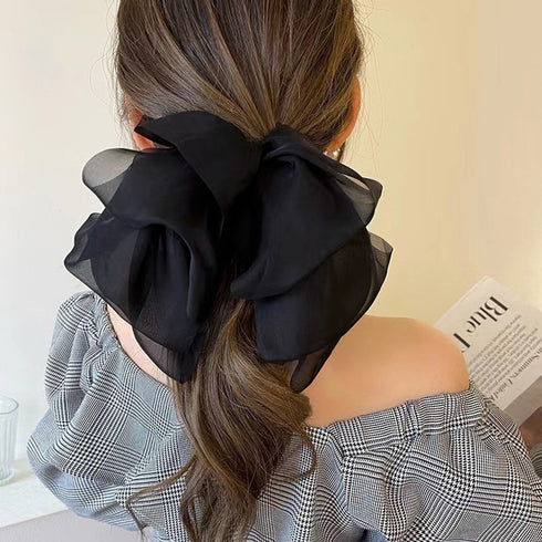 ビックリボン バレッタ ヘアアクセ韓国風 おしゃれ ヘアアクセサリー レディース フェミニン まとめ髪 大人かわいいヘアアレンジ 大きめ髪留め リボンクリップ上品 1MOCHA-001