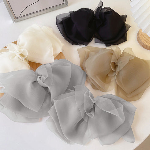 ビックリボン バレッタ ヘアアクセ韓国風 おしゃれ ヘアアクセサリー レディース フェミニン まとめ髪 大人かわいいヘアアレンジ 大きめ髪留め リボンクリップ上品 1MOCHA-001