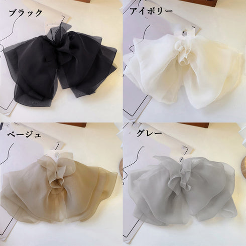 ビックリボン バレッタ ヘアアクセ韓国風 おしゃれ ヘアアクセサリー レディース フェミニン まとめ髪 大人かわいいヘアアレンジ 大きめ髪留め リボンクリップ上品 1MOCHA-001