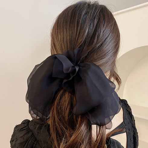 ビックリボン バレッタ ヘアアクセ韓国風 おしゃれ ヘアアクセサリー レディース フェミニン まとめ髪 大人かわいいヘアアレンジ 大きめ髪留め リボンクリップ上品 1MOCHA-001