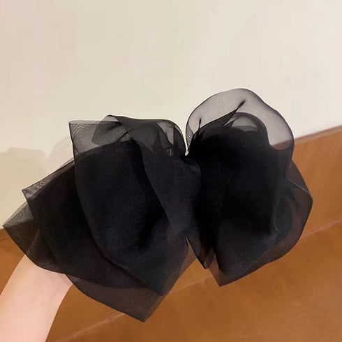 ビックリボン バレッタ ヘアアクセ韓国風 おしゃれ ヘアアクセサリー レディース フェミニン まとめ髪 大人かわいいヘアアレンジ 大きめ髪留め リボンクリップ上品 1MOCHA-001