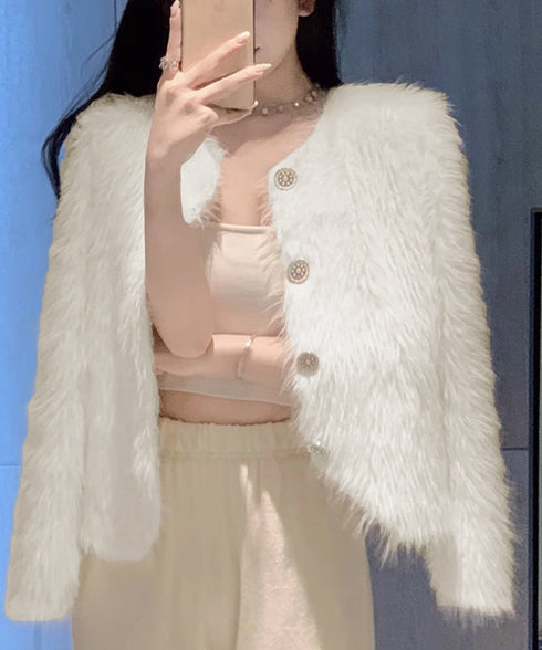 シャギーニットカーディガンふわふわ秋冬服 レディース 大人可愛い フェザーヤーンカーディガン フェイクファーニットジャケットきれいめニット羽織 長袖ライトアウター 1MRJ-011