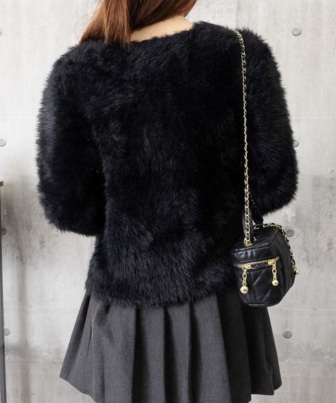 シャギーニットカーディガンふわふわ秋冬服 レディース 大人可愛い フェザーヤーンカーディガン フェイクファーニットジャケットきれいめニット羽織 長袖ライトアウター 1MRJ-011