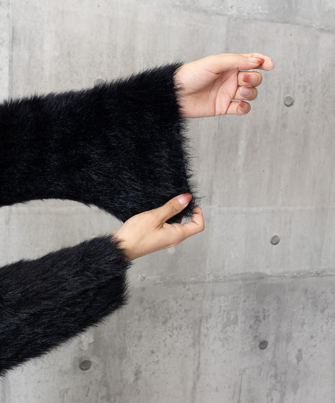 シャギーニットカーディガンふわふわ秋冬服 レディース 大人可愛い フェザーヤーンカーディガン フェイクファーニットジャケットきれいめニット羽織 長袖ライトアウター 1MRJ-011