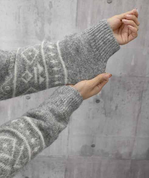 ノルディック柄ニットカーディガン 北欧風 ニットアウター レディース カジュアル秋冬ニットクルーネック レトロニットトップスジャカードセーター 着やせ前開きニット 1MRJ-013