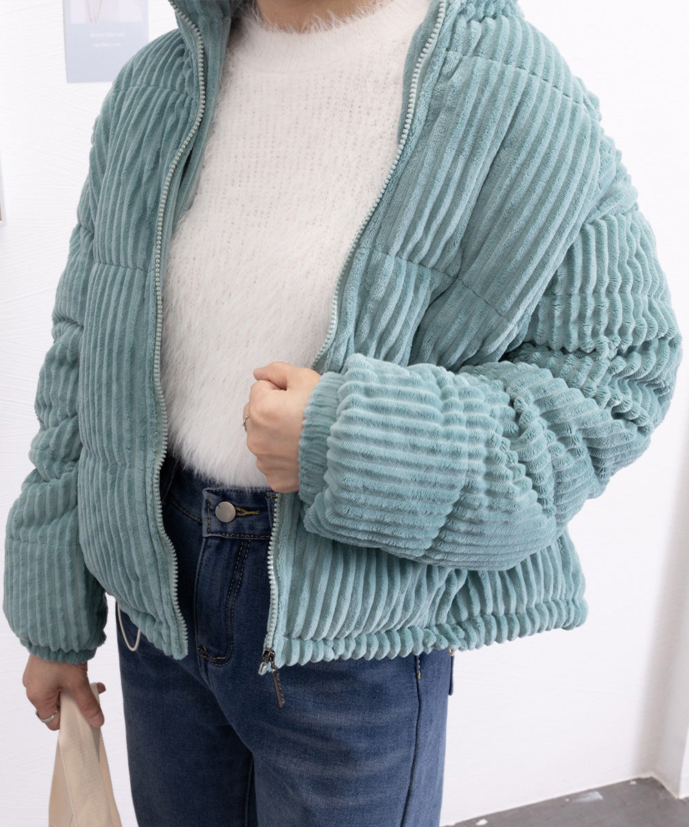コーデュロイ 中綿ジャケット ショート丈