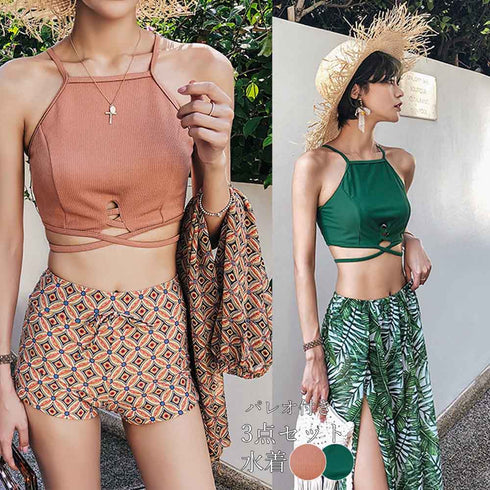 水着 レディース 体型カバー タンキニ 水着 レディース 体型カバー タンキニ 3点セット ビキニ セクシー 海外 リゾート 水着 1QINGMU-004