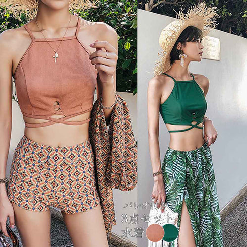 水着 レディース 体型カバー タンキニ 水着 レディース 体型カバー タンキニ 3点セット ビキニ セクシー 海外 リゾート 水着 1QINGMU-004