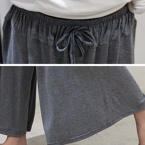 ワイドパンツ レディース ガウチョパンツ スカーチョ ハイウエスト ゆったりパンツ ウエストゴム 軽やかなフレアパンツ 春夏 スカンツ 体型カバー 美脚 無地薄手 1RIRIT-019