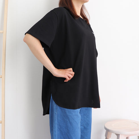 ロングtシャツ レディース 韓国 ロゴT 英字ロゴカットソー サイドスリット 体型カバー ゆったりトップス 半袖プルオーバー ビッグシルエット おしゃれ 夏服 1RIRIT-028