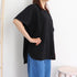 ロングtシャツ レディース 韓国 ロゴT 英字ロゴカットソー サイドスリット 体型カバー ゆったりトップス 半袖プルオーバー ビッグシルエット おしゃれ 夏服 1RIRIT-028