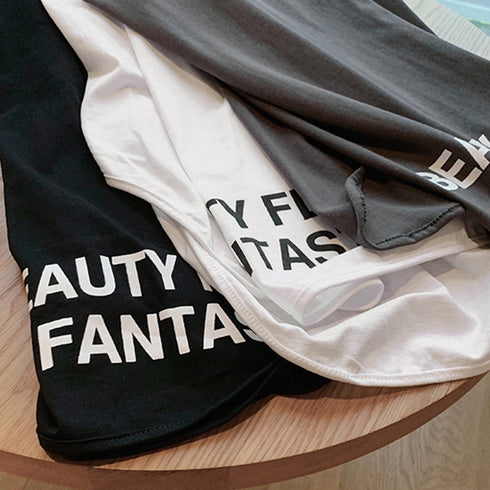 ロングtシャツ レディース 韓国 ロゴT 英字ロゴカットソー サイドスリット 体型カバー ゆったりトップス 半袖プルオーバー ビッグシルエット おしゃれ 夏服 1RIRIT-028