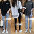 ロングtシャツ レディース 韓国 ロゴT 英字ロゴカットソー サイドスリット 体型カバー ゆったりトップス 半袖プルオーバー ビッグシルエット おしゃれ 夏服 1RIRIT-028