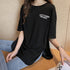 ロングtシャツ レディース 韓国 ロゴT 英字ロゴカットソー サイドスリット 体型カバー ゆったりトップス 半袖プルオーバー ビッグシルエット おしゃれ 夏服 1RIRIT-028