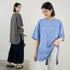 チュニックtシャツ レディース スリット ゆったり カットソー 韓国 半袖 サマーTシャツ オーバーサイズ シンプル ロング丈トップス 体型カバー 着やせ 夏服 1RIRIT-045