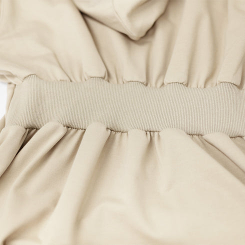 ワンピース ウエストタックパーカーワンピ レディース フード付き スウェットワンピ ハイウエスト Aラインワンピース ポケット付き 大人 長袖カットソーワンピ 1RIRIT-048