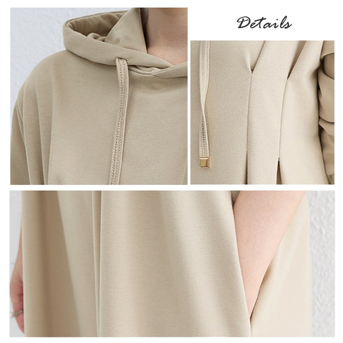 ワンピース ウエストタックパーカーワンピ レディース フード付き スウェットワンピ ハイウエスト Aラインワンピース ポケット付き 大人 長袖カットソーワンピ 1RIRIT-048