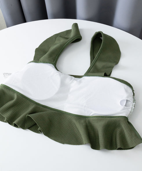 フリルビキニ 盛れる水着2点セット韓国風 タンキニ レディース セパレート水着 露出控えめスイムウェア ビスチェビキニ ハイウエスト水着ショーツ 体型カバーみずぎ 1RTENG-002