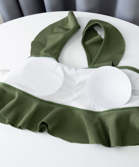 フリルビキニ 盛れる水着2点セット韓国風 タンキニ レディース セパレート水着 露出控えめスイムウェア ビスチェビキニ ハイウエスト水着ショーツ 体型カバーみずぎ 1RTENG-002