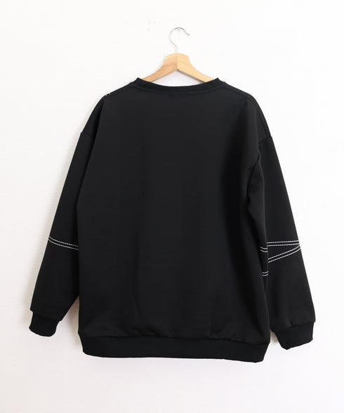 配色ステッチビッグロンT長袖メンズ韓国風 ドロップショルダー メンズTシャツ モード系オーバーサイズ長袖カットソー ルーズシルエット ストリートトップス ゆったり 1SHU-001