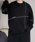 配色ステッチビッグロンT長袖メンズ韓国風 ドロップショルダー メンズTシャツ モード系オーバーサイズ長袖カットソー ルーズシルエット ストリートトップス ゆったり 1SHU-001