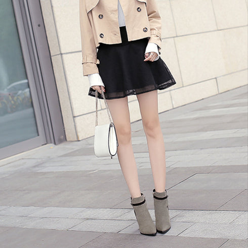 ショートブーツ レディース ショートブーツ レディース スエードブーティ 裏起毛 ポインテッドトゥ 太ヒール 靴 1SHUYU-001