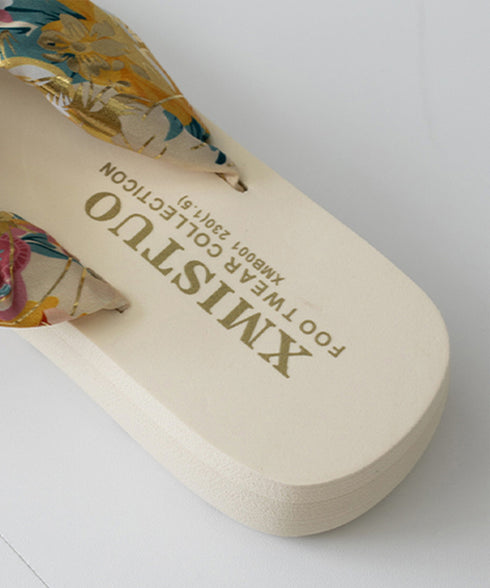 トングサンダル レディースビーチサンダル 軽量ビーサン美脚 ぺたんこ スリッパサンダル 歩きやすい ボヘミア風夏靴 フラットサンダル大人可愛い リゾートスリッパ夏 1WLONG-003