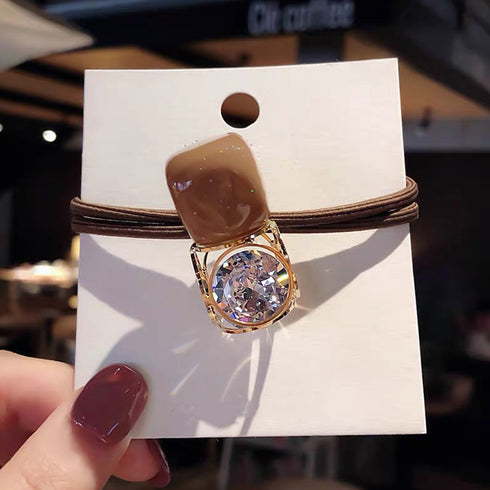 おしゃれ ヘアゴム 5本セット韓国風ゴム お洒落大人可愛い カラービーズ髪ゴム お出かけ髪留め 髪飾り ヘアアレンジ まとめ髪普段使い ヘアアクセサリーリングゴム 1WUTOU-001