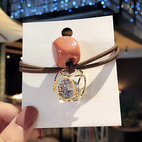 おしゃれ ヘアゴム 5本セット韓国風ゴム お洒落大人可愛い カラービーズ髪ゴム お出かけ髪留め 髪飾り ヘアアレンジ まとめ髪普段使い ヘアアクセサリーリングゴム 1WUTOU-001