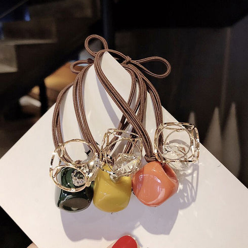 おしゃれ ヘアゴム 5本セット韓国風ゴム お洒落大人可愛い カラービーズ髪ゴム お出かけ髪留め 髪飾り ヘアアレンジ まとめ髪普段使い ヘアアクセサリーリングゴム 1WUTOU-001