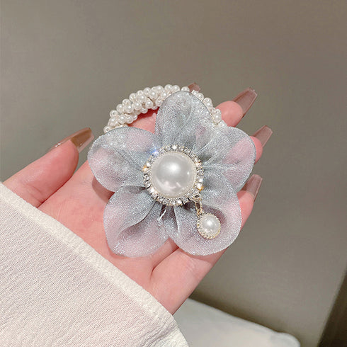 シュシュ レディースお花ヘアアクセサリー フェイクパール ラインストーン ヘアゴム お花フラワーモチーフ 髪飾り 大人可愛い まとめ髪 フェミニン ヘアアレンジ 1WUTOU-004